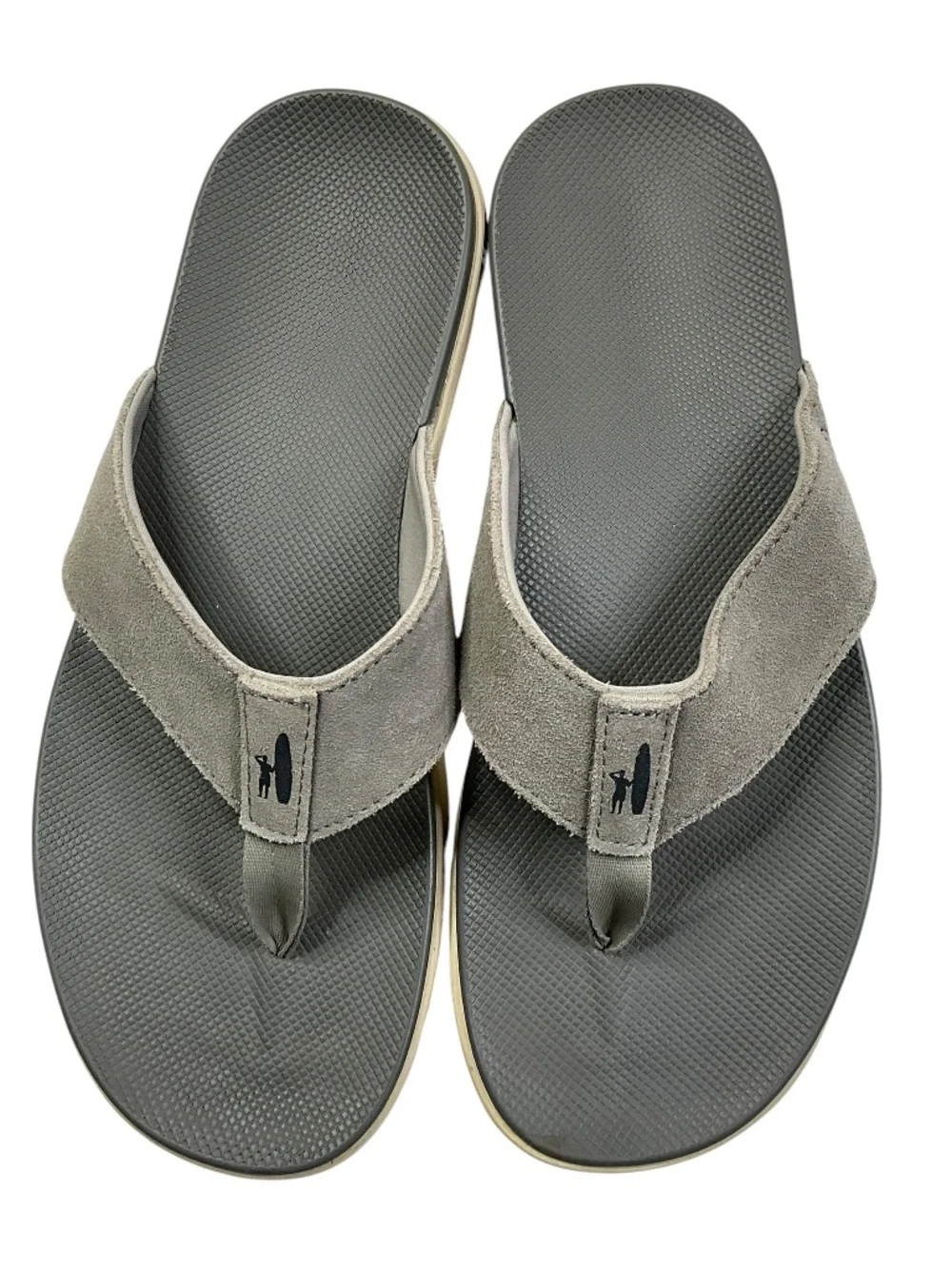 Johnnie-O Dockside Leather Flip Flop Sandals Gray Men's US 9 Suede
